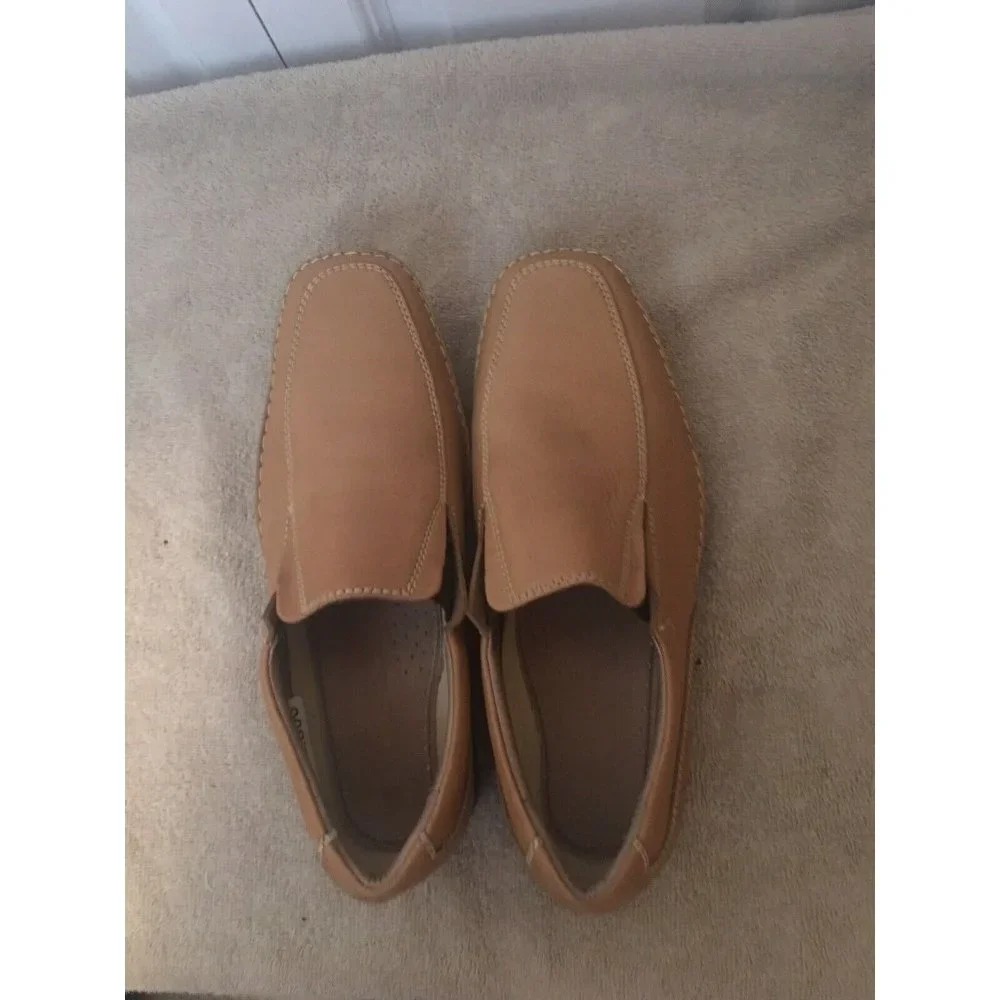 New Massimo Castello Shoes‎ Mocacin Loafers Tan Sz 10 Maroon Msrp $148